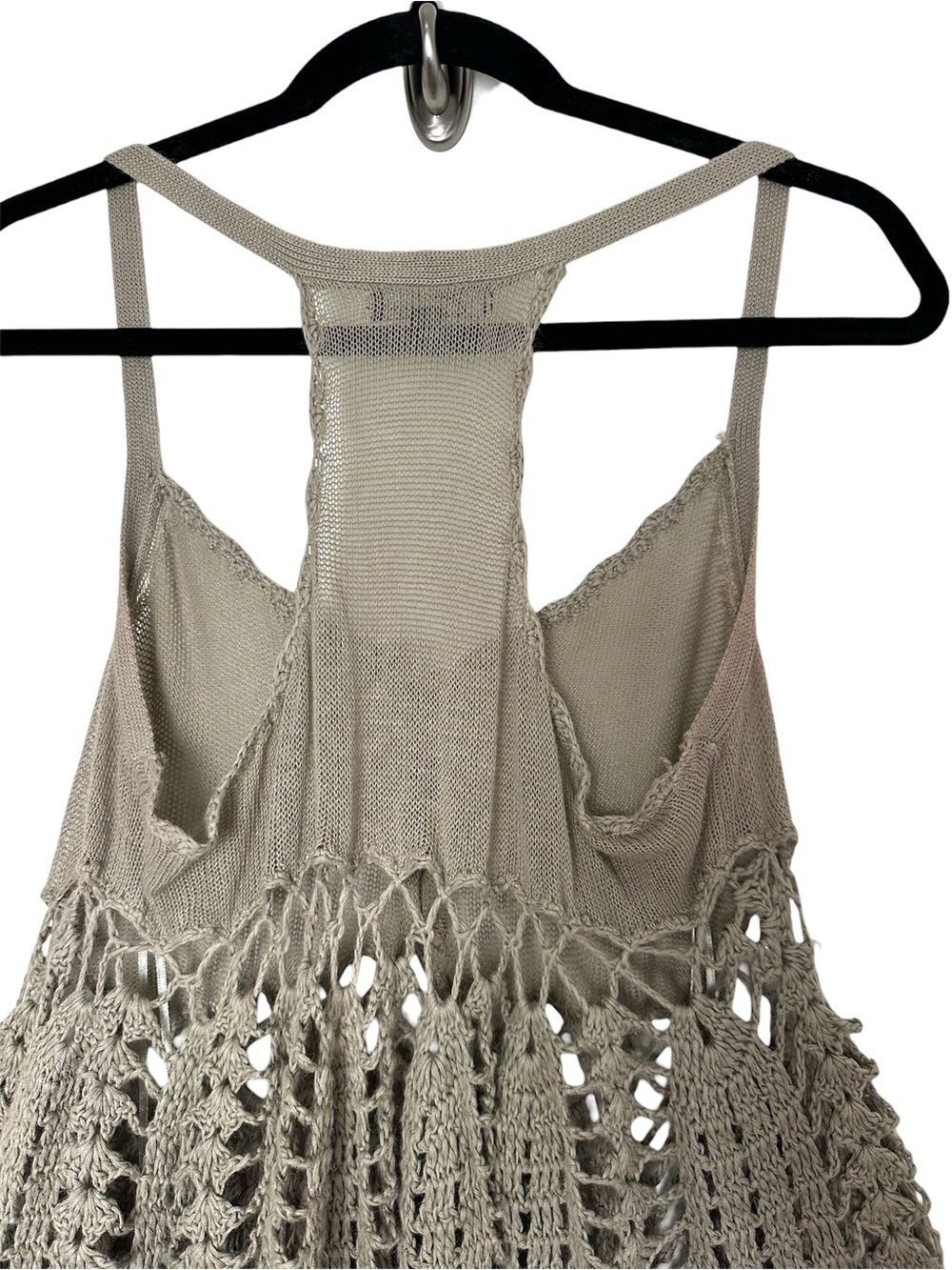 Boho Goblincore Crochet Babydoll Tank Top Y2K Forestcore Earthy Hobbit Coastal - Picture 9 of 14
